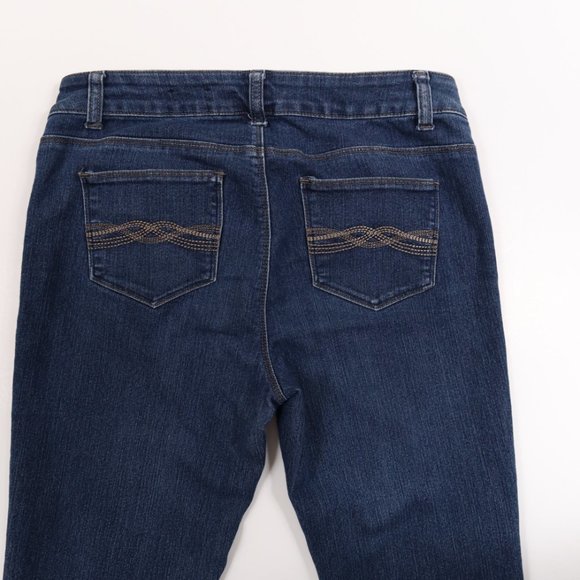 Roz & Ali 5 Pocket Straight leg Jeans Embroidered Pockets Blue Size 6 Average - Picture 7 of 11